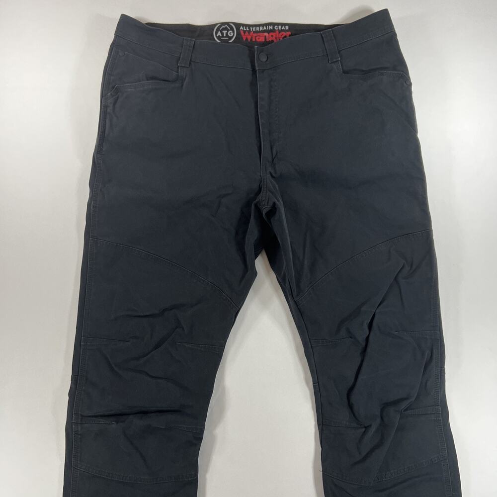 Wrangler ATG Pants Mens 42x30 Canvas Double Knee Outdoor Hiking Jeans Black